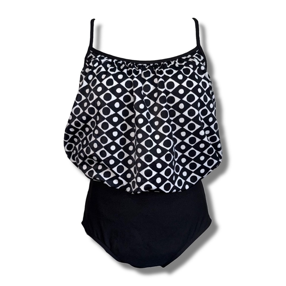 Vintage Black & White Mod Polka Dot Swimsuit